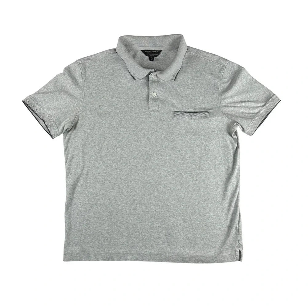 Banana Republic Luxe Touch Performance Polo Shirt Mens Medium Gray Slim Fit